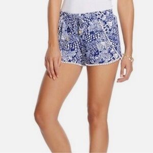 Lilly Pulitzer for Target Challis fish print Pom Pom Shorts Womens Size 1X blue